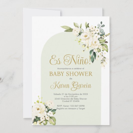 Baby shower Boy Espagnol Invitation (Devant)