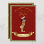 baby shower BOY, glitter lijst, rood en goud. Kaart (Voorkant / Achterkant)