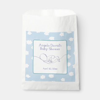 Baby shower Boy Line Art Blue Sky & Clouds Bedankzakje