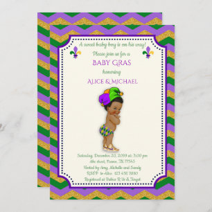 baby shower Boy, Mardi Gras Boy, goud, chevron Kaart