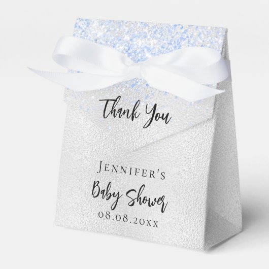 Baby shower Boy Silver Blue Bedankt Bedankdoosjes (Voorkant Zijde)