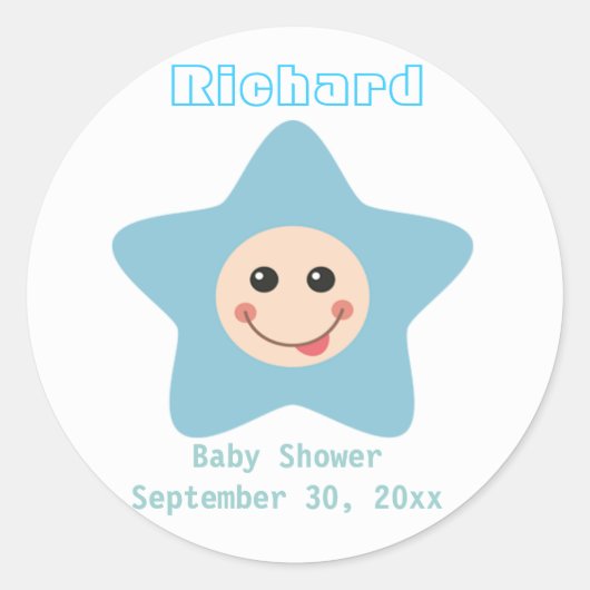 Baby shower Boy Sticker Invitation (Devant)