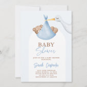 Baby shower Boy Stork Invitation (Devant)