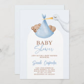 Baby shower Boy Stork Invitation (Devant / Derrière)