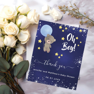 Baby shower Boy Teddy Bear Blauw Dank u Kaart