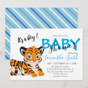 Baby shower Boy tijger Aankondiging