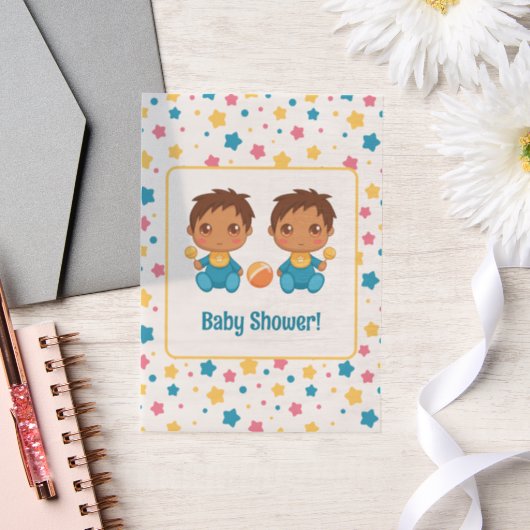 Baby shower Boy Twins Stars Dark Insert Vellum Uitnodigingen (Huwelijk)