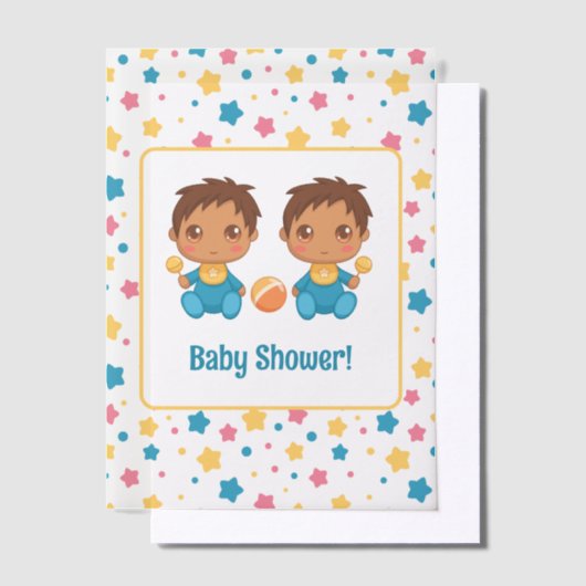 Baby shower Boy Twins Stars Dark Insert Vellum Uitnodigingen (Offset)