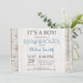 Baby shower Boy Woodland Invitation Rustique (Debout devant)