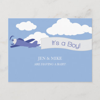  Baby shower Briefkaart - Clouds (Boy)