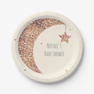 Baby shower Bronze Cream Moon & Stars Papieren Bordje