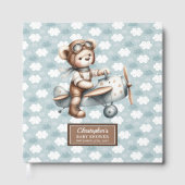 Baby shower Brown bleu Livre d'invité Teddy Bear P (Recto)