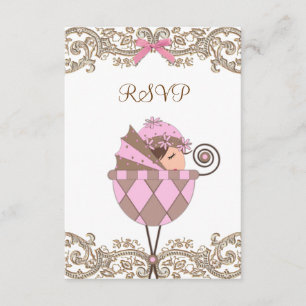 Baby shower Brown rose RSVP de fille de dentelle