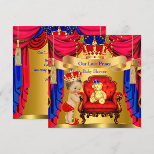 Baby Shower Bruine Prins Gouden Beer Rood Blauw Kaart