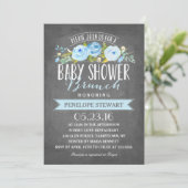 Baby shower Brunch Bleu | Invitation baby shower (Debout devant)