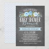 Baby shower Brunch Bleu | Invitation baby shower (Devant / Derrière)