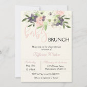 Baby shower Brunch Invitation Floral Rose Girl (Devant)