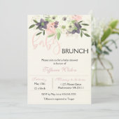 Baby shower Brunch Invitation Floral Rose Girl (Debout devant)