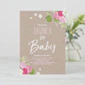 Baby shower brunch invitation Floral Rustic Pink (Debout devant)