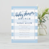 Baby shower Brunch Invitation Stripes Garçon (Debout devant)