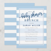 Baby shower Brunch Invitation Stripes Garçon (Devant / Derrière)