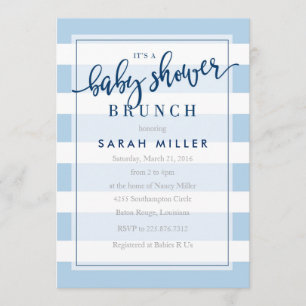 Baby shower Brunch Invitation Stripes Garçon