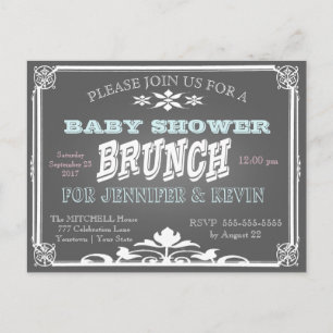 Baby Shower   BRUNCH   schoolbord Uitnodiging Briefkaart