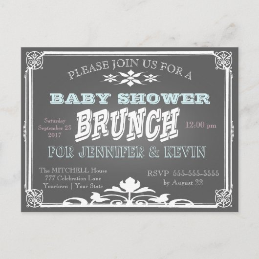 Baby Shower | BRUNCH | schoolbord Uitnodiging Briefkaart (Voorkant)
