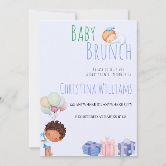 Baby shower Brunch Uitnodiging (Voorkant)
