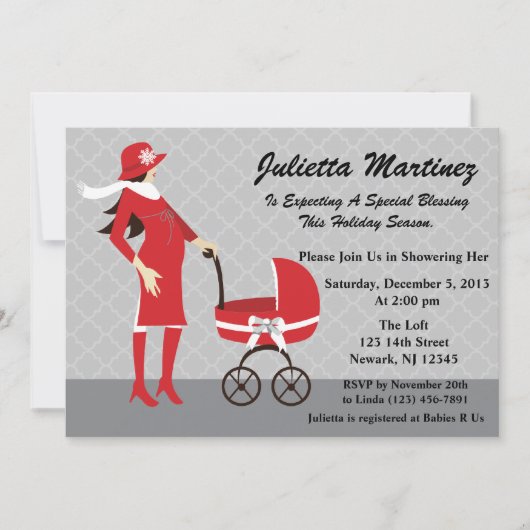 Baby shower Brunette Invitation (Devant)