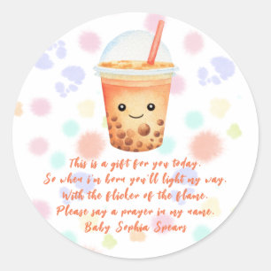 Baby-shower bubble tea - Étiquette de bougie de pr