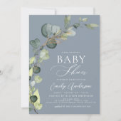 Baby shower Budget Vert Eucalyptus Invitations (Devant)
