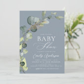 Baby shower Budget Vert Eucalyptus Invitations (Debout devant)