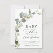 Baby shower Budget Vert Eucalyptus Invitations (Devant)