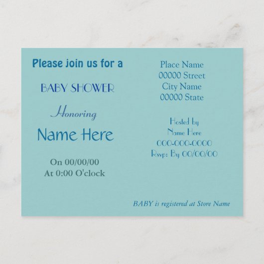 baby shower budgétaire Invitation (Dos)