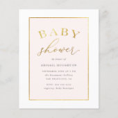 Baby shower budgettaire chic Blush Pink Gold Typog (Voorkant)