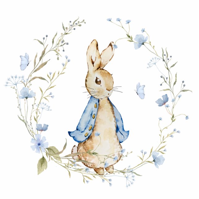 Baby shower Bunny Afbeelding Sculptuur Staand Fotobeeldje (Voorkant)