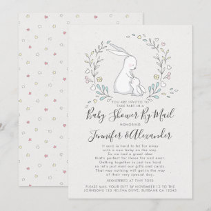 Baby shower Bunny Floral Couple e per mail Kaart