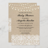 baby shower Burlap Lace Trim Lights Party nodigt u Kaart (Voorkant / Achterkant)