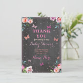 Baby shower Butterfly Hartelijk dank Kaart (Staand voorkant)