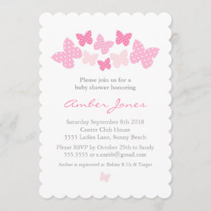 Baby shower-butterfly - roze kaart