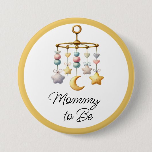 Baby shower Button met Mobiel - Aangepaste Titels (Voorkant)