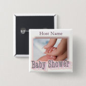 Baby shower Button Pin (hostnaam), (Voorkant /achterkant)
