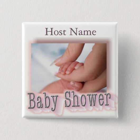 Baby shower Button Pin (hostnaam), (Voorkant)