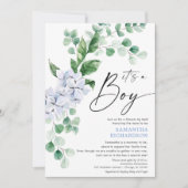 Baby shower by Mail voorjaar bloemenblauw groen Kaart (Voorkant)