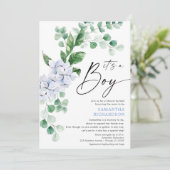 Baby shower by Mail voorjaar bloemenblauw groen Kaart (Staand voorkant)