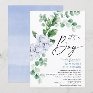 Baby shower by Mail voorjaar bloemenblauw groen Kaart