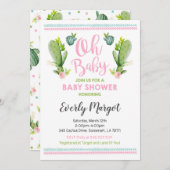Baby shower Cactus Invitation Douche Succulente (Devant / Derrière)