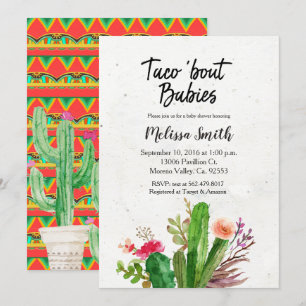 baby shower Cactus Uitnodigingstaco over baby's Kaart