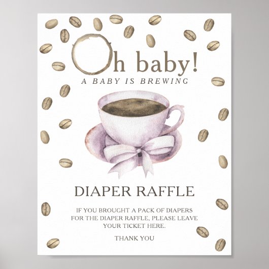 Baby-shower café - affiche de tirage au sort de co (Devant)